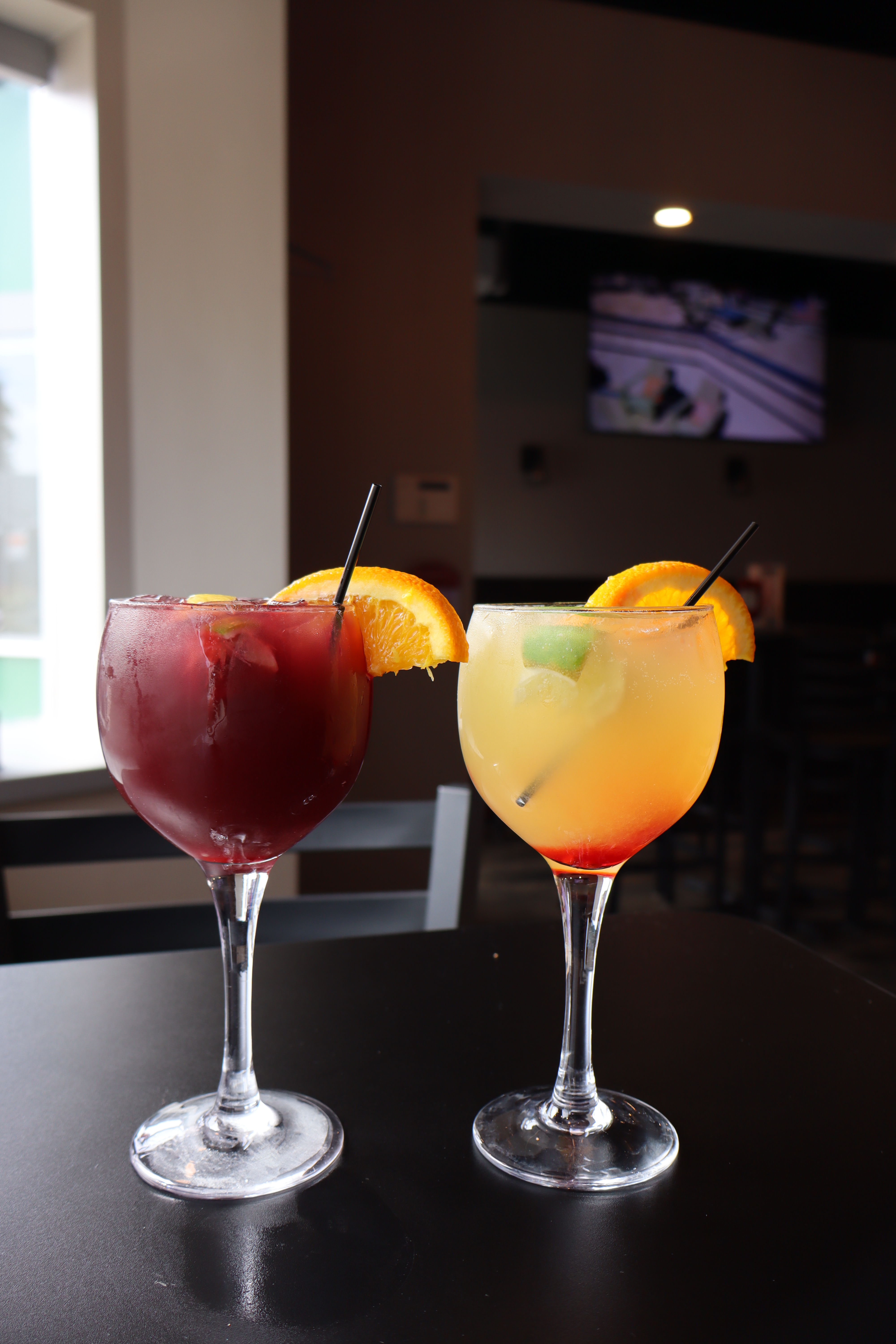 white and red sangria on a table
